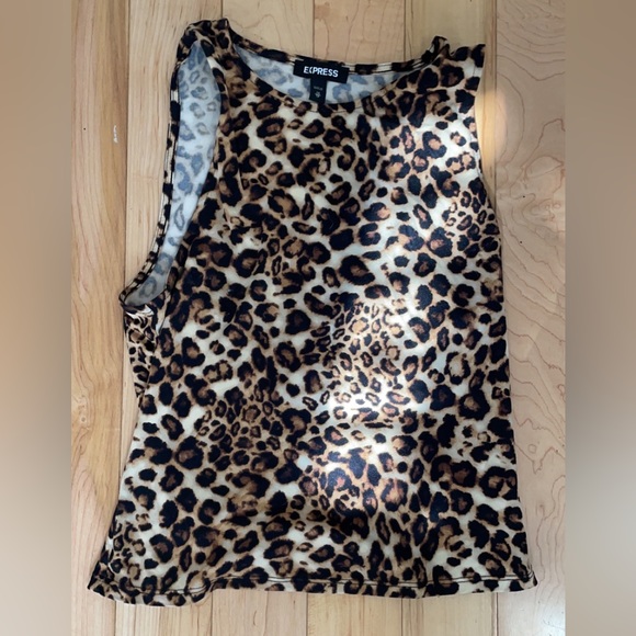EXPRESS LEOPARD PRINT HIGH NECK TANK IN BROWN PRINT - Picture 4 of 5